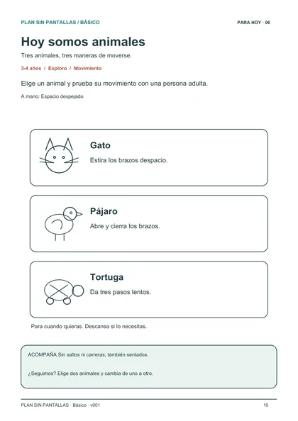 Hoy somos animales: movimiento para 3-4 años