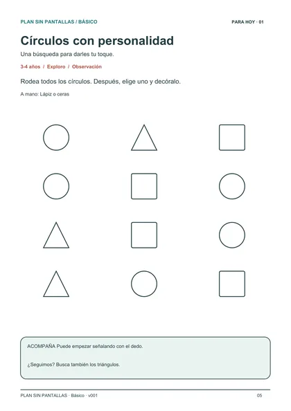 Círculos con personalidad: observación para 3-4 años